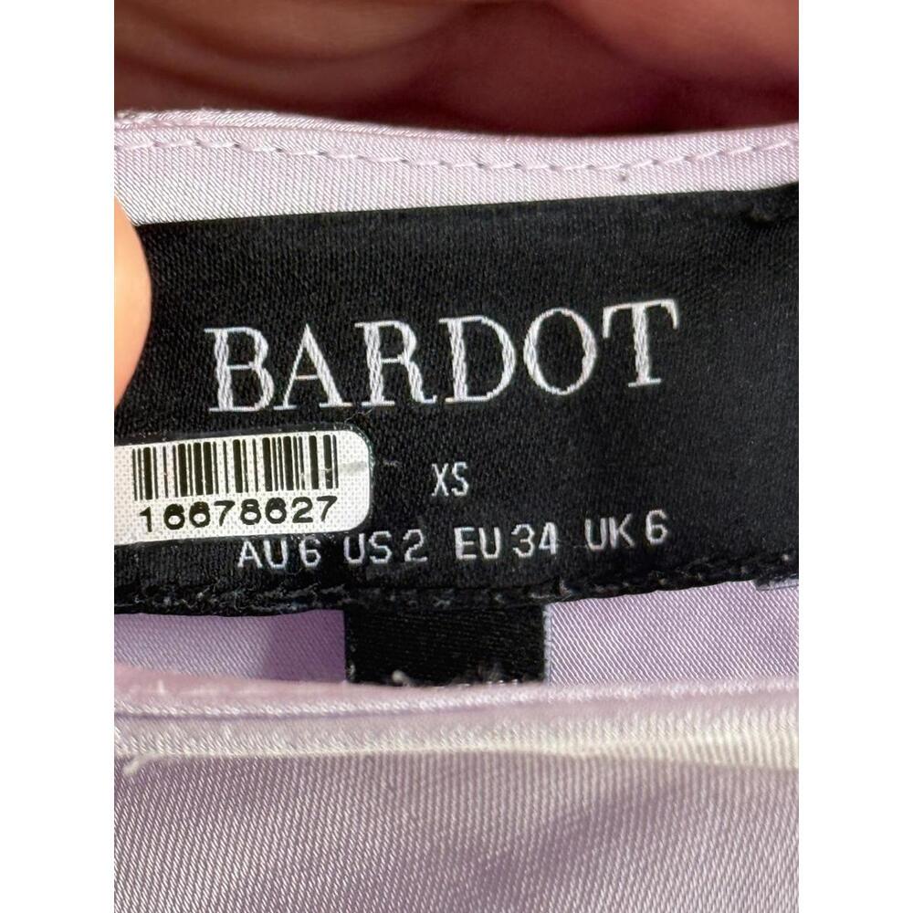 Bardot Peggy A-Line Satin Slip Dress Size XS with Fabric Pull - Picture 6 of 14